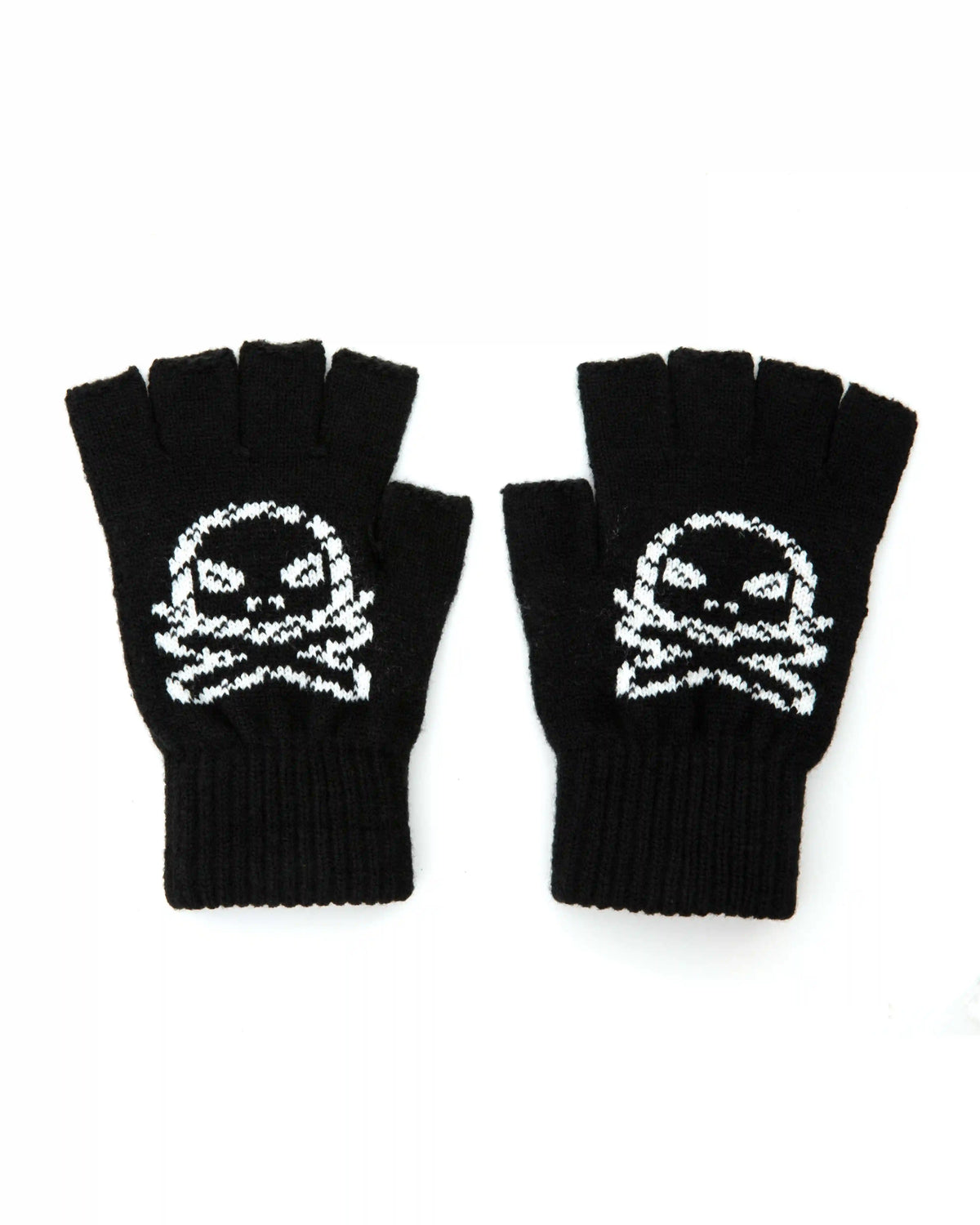 Fingerless Jacquard Gloves - Black