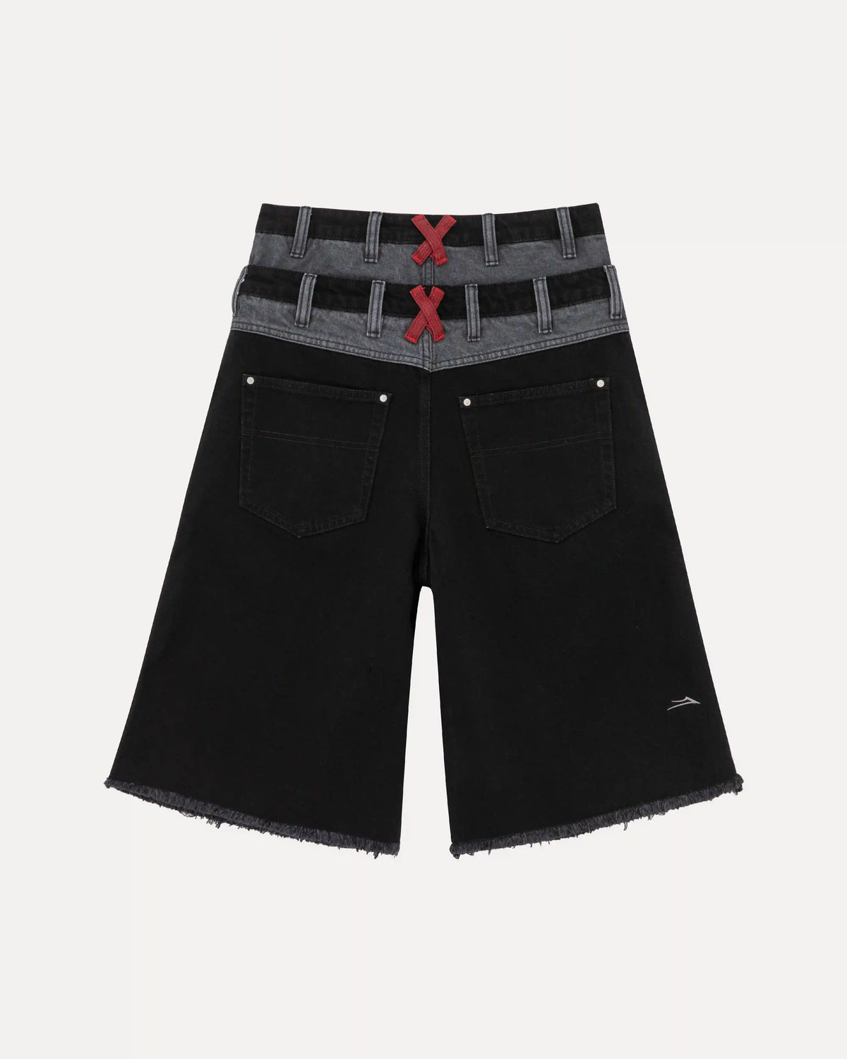 Double-Waisted Jumbo Jorts - Black/Grey