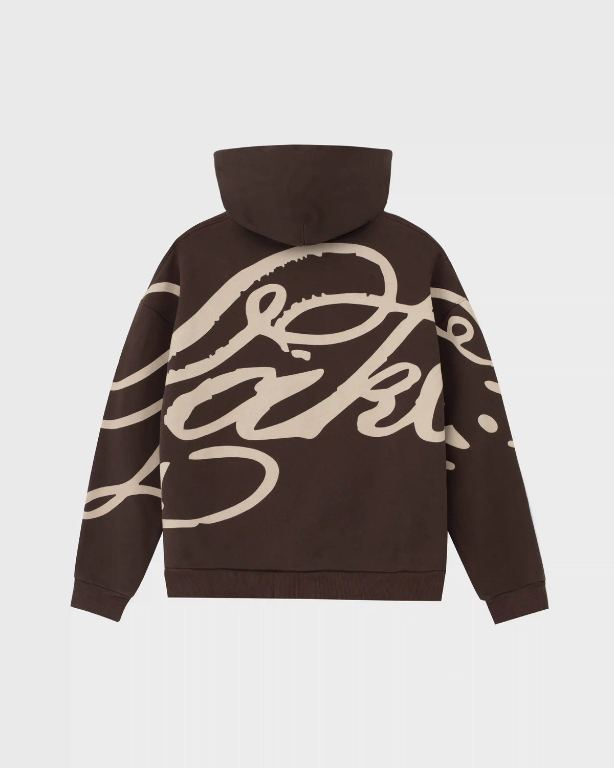 Cursive Pullover Hoodie - Brown