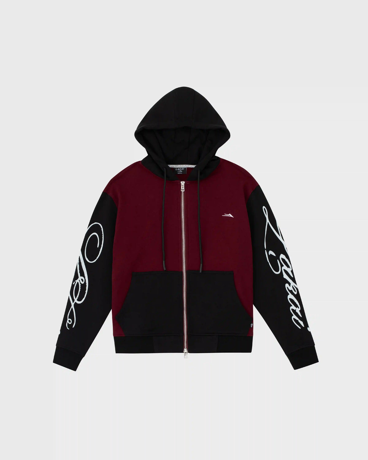 Two Tone Zip Up Hoodie - Red Dahlia / Pirate Black