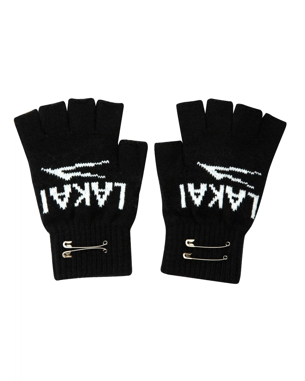 Fingerless Jacquard Gloves - Black