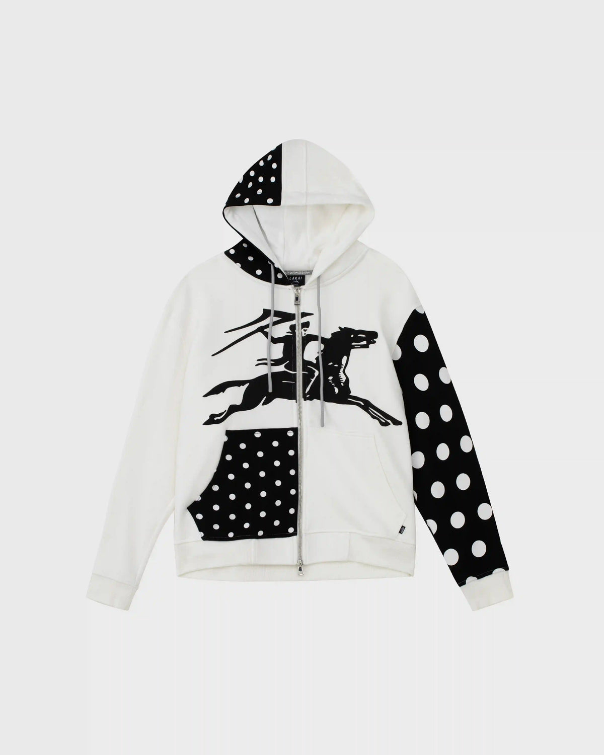 Polka Zip Up Hoodie - White/Black