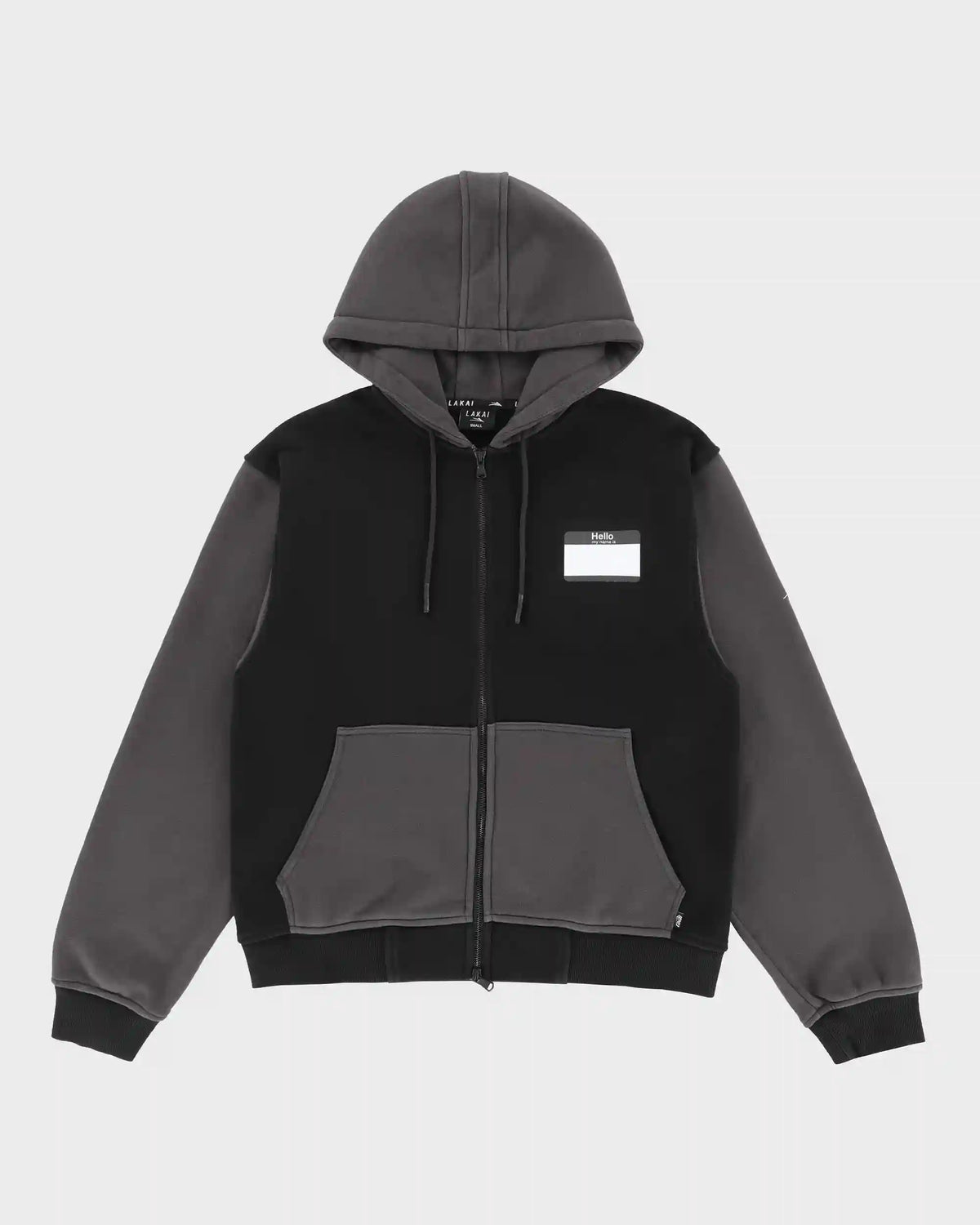 'Hello My Name Is' Zip Up Hoodie - Black