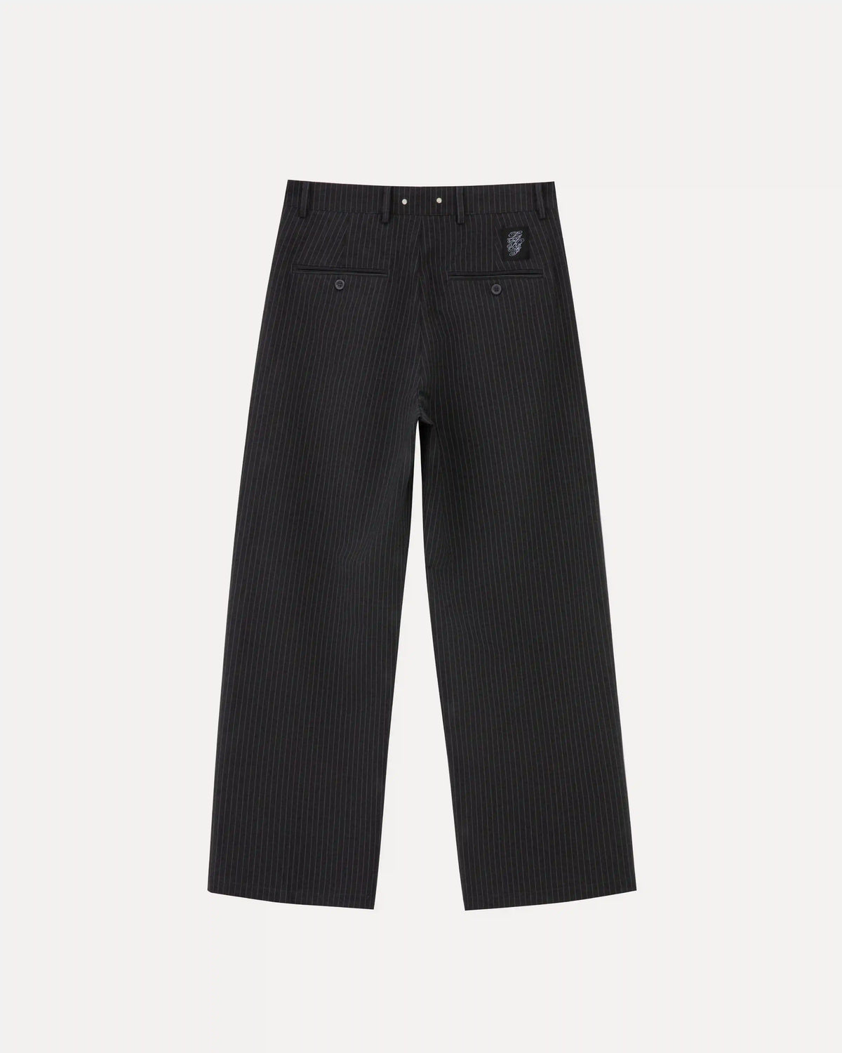 Wide Leg Trousers - Grey Pinstripe