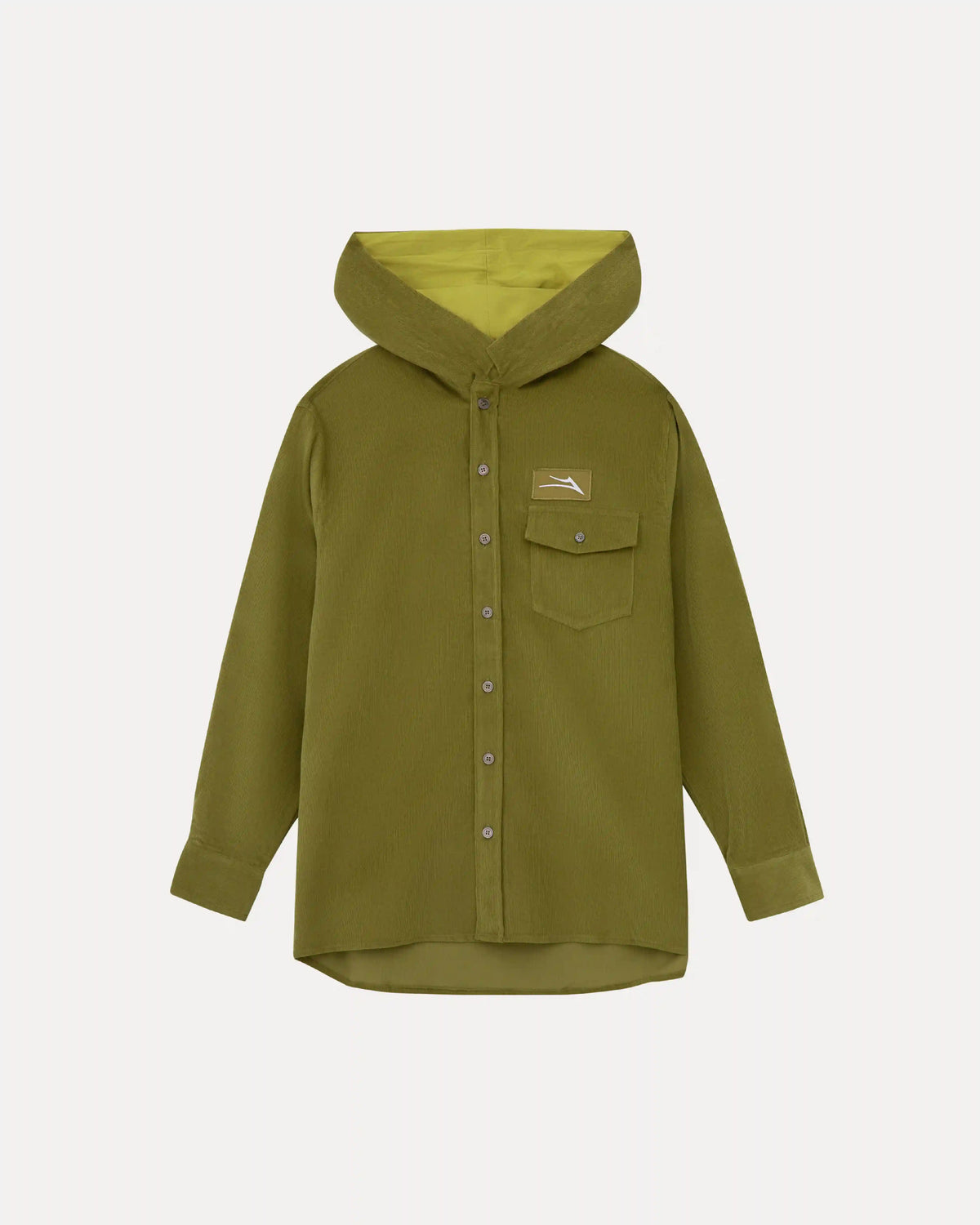Hooded Corduroy Button Up Shirt - Cypress