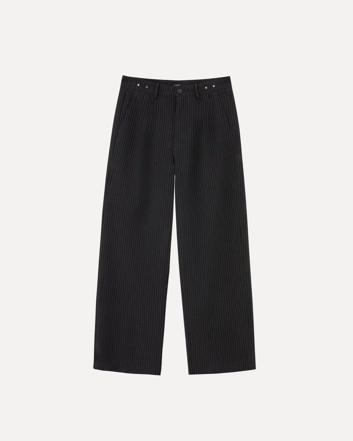 Wide Leg Trousers - Grey Pinstripe